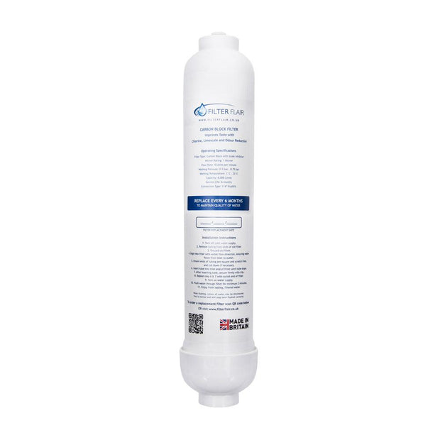 Filter Flair 1 Micron Carbon Block Water Filter with Scale Inhibitor - 1/4" Push Fit - Filter Flair